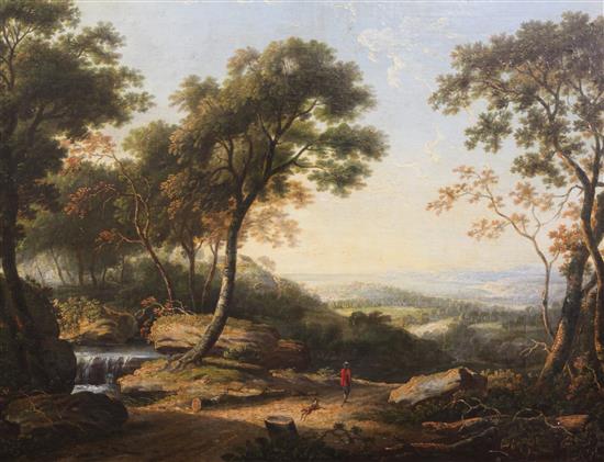 English School (19th century) Traveller in an extensive landscape 28 x 36in.